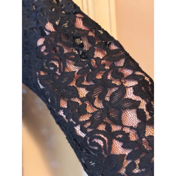 LANE BRYANT Blouse Top sz30/32 Sheer Black Lace Long Sleeve 2Button Keyhole Back - Picture 5 of 14